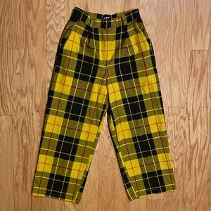 Yellow Plaid Cropped Leg Trouser - Dolls Kill Love Too True (LTT)